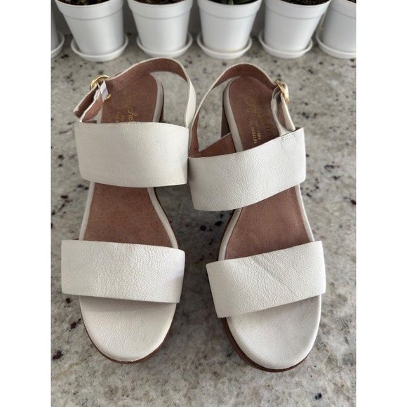 Seychelles White Leather Platform Block Heel Sandals Size 8.5 - Picture 2 of 10